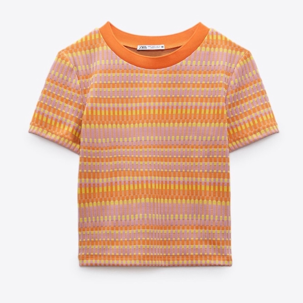 Zara NWT Bright Jacquard Tee, Summer 2022